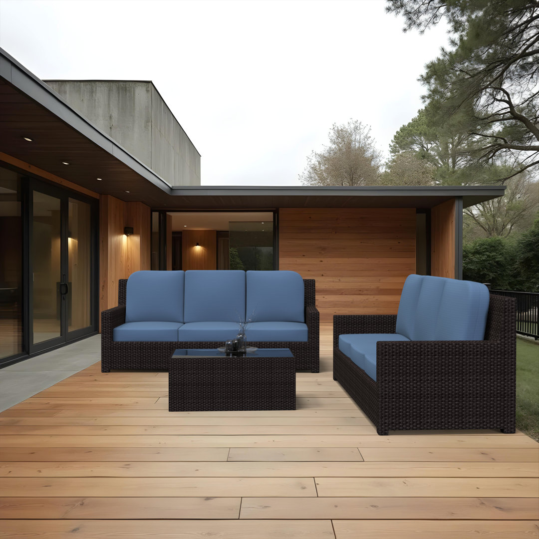 Set of 3 – 22" x 24" Outdoor Deep Seat Replacement Cushions for Patio Furniture, 5" Thick High-Density Foam Seat and Back Outdoor Cushions with Water-Repellent & UV-Resistant Fabric